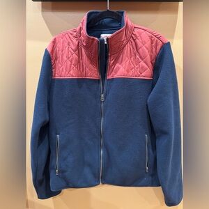 Brooks Brothers Men Fleece Red and Blue Quilted Fleece Zip Jacket size Large